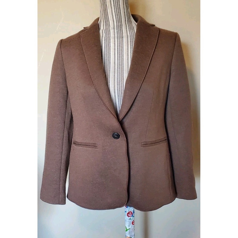 Ann Taylor Women's Jacket blazer jacket Sz 6P Wool-Blend career Brown Button
